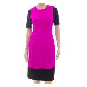 MILLY Magenta Color Block Midi Dress